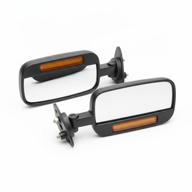 Golf Cart Folding Side Mirrors Turn Signal LED Club Car Precedent EZGO Yamaha Adjustable