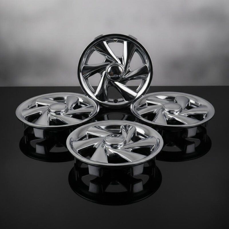 Golf Cart Hubcaps Spinners 8 Inch Wheel Covers Chrome Finish Set 4 Universal EZGO Club Car
