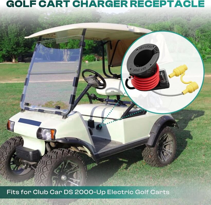 Golf Cart 48V Charger Receptacle with Fuse and Cord for Club Car Ds 1995-up